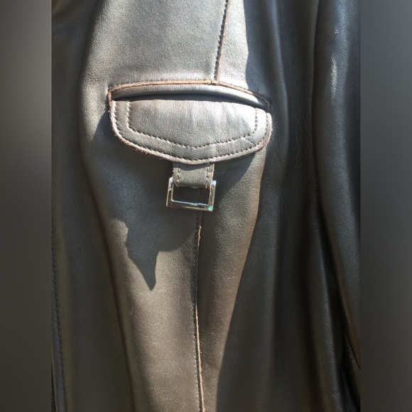 WOMENS VINTAGE JONES NEW YORK 3/4 LENGTH BUTTER-SOFT BROWN LEATHER COAT M - Picture 11 of 12